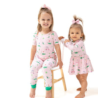 Dog Gone Golf - Pink - Long Sleeve Polo Bodysuit Dress