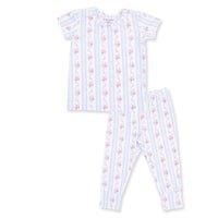 Anna Floral Stripe - Short Sleeve Loungewear Set