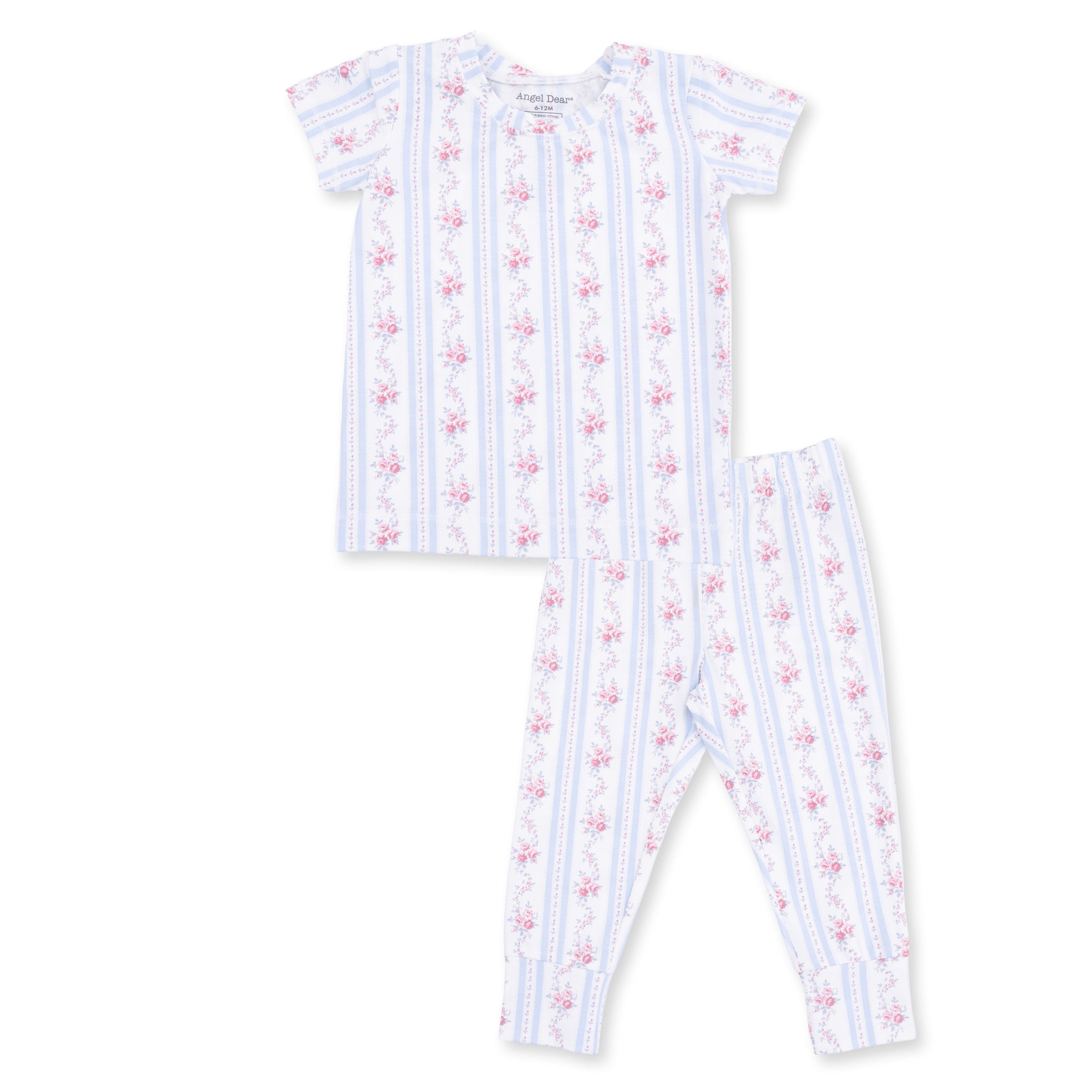 Anna Floral Stripe - Short Sleeve Loungewear Set