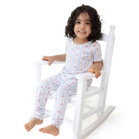 Anna Floral Stripe - Short Sleeve Loungewear Set