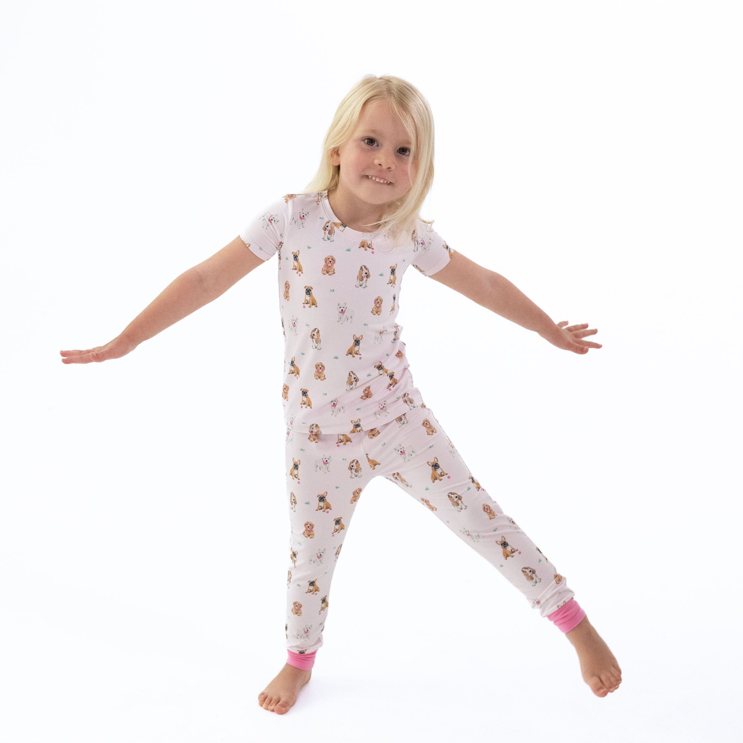 Bestie Dogs Pink - Short Sleeve Loungewear Set