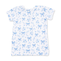 Blue Bows and Flowers - Short Sleeve Loungewear Set