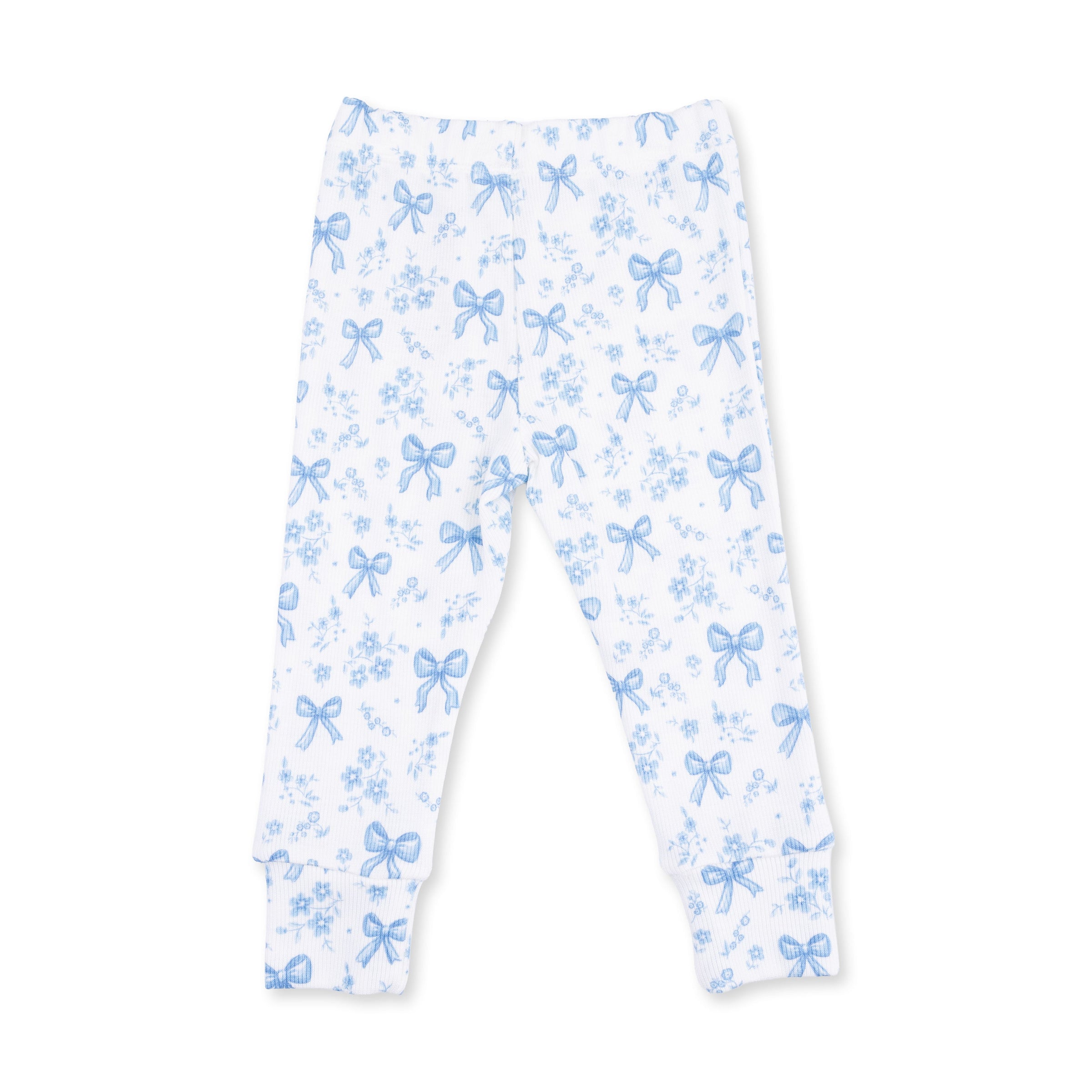 Blue Bows and Flowers - Short Sleeve Loungewear Set