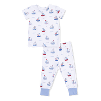 Bubbly Sailboats Blue - Short Sleeve Loungewear Set