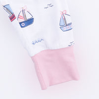 Bubbly Sailboats Pink - Short Sleeve Loungewear Set