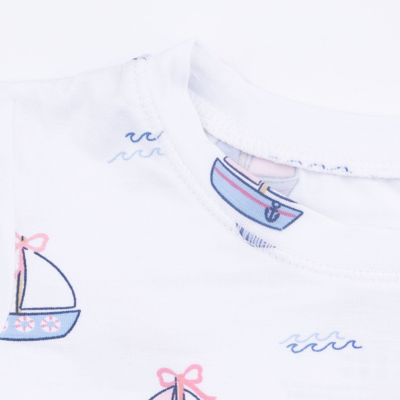 Bubbly Sailboats Pink - Short Sleeve Loungewear Set