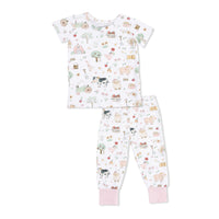 Cute Farm Animals Pink - Short Sleeve Loungewear Set