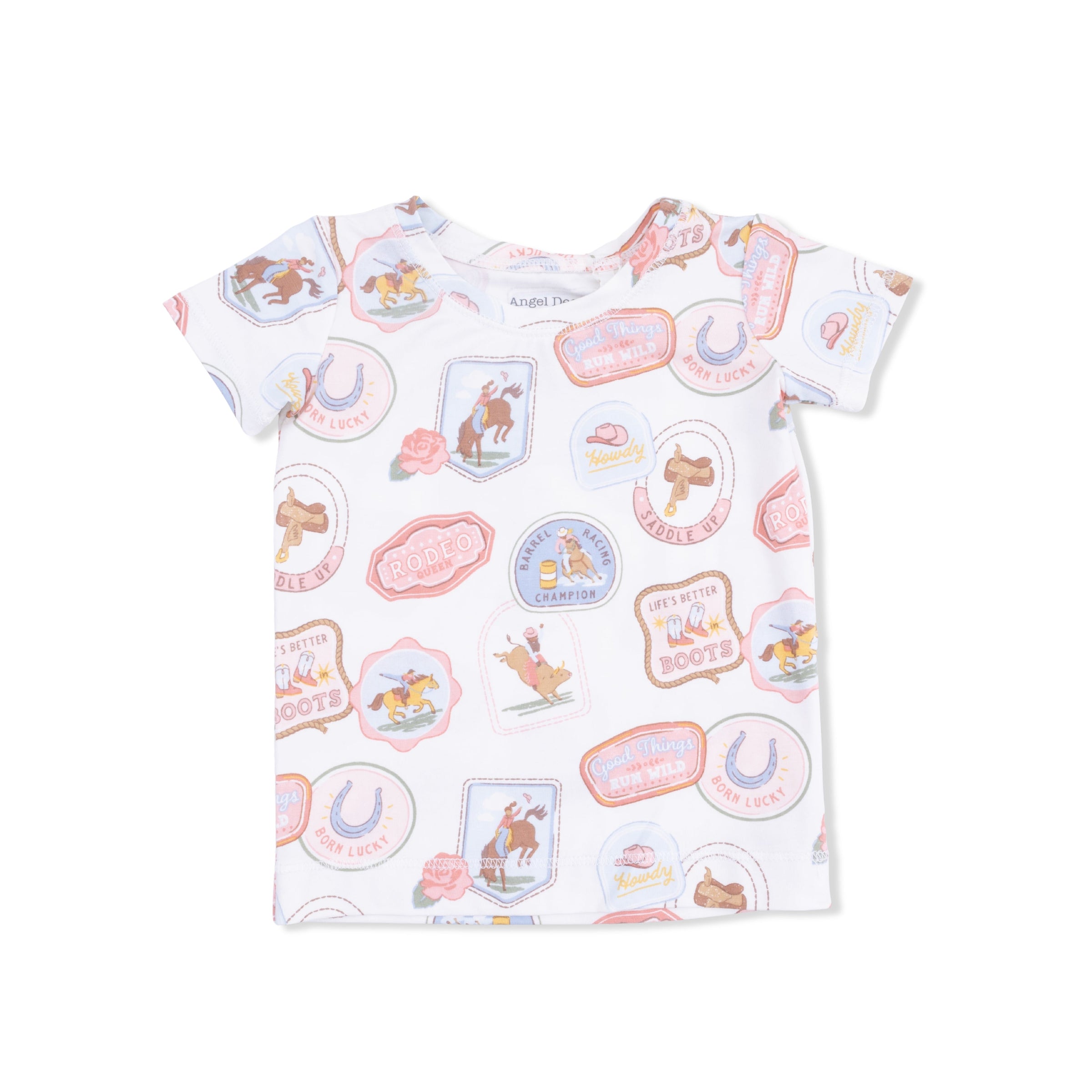 Rodeo Patches Pink - Short Sleeve Loungewear Set