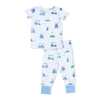 Vintage Golf Carts Blue - Short Sleeve Loungewear Set
