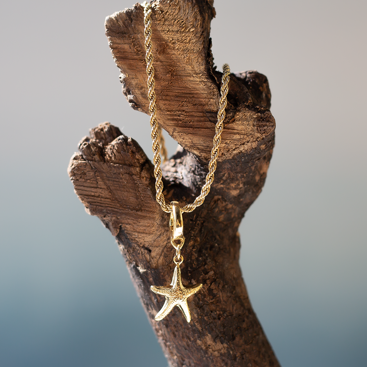 Gold Starfish Charm,  Bag Charm, Charm Bar