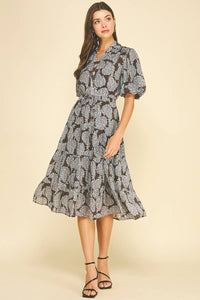 NINA - FLORAL BUTTON DOWN TIERED MIDI DRESS