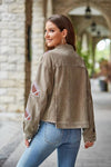 Cropped Corduroy Sequin Football Jacket