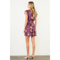 Heather -Smocked Waist Flutter Sleeve Dress