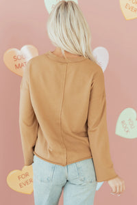 Madelyn- Floral Heart Stitched Exposed Seam Mineral Wash Sweatshirt