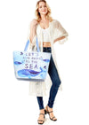 "Let's Run Away To The Sea" Whale Printed Summer Tote