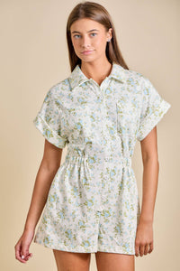 Gabbie - Floral Button-Up Romper – Summer Romper
