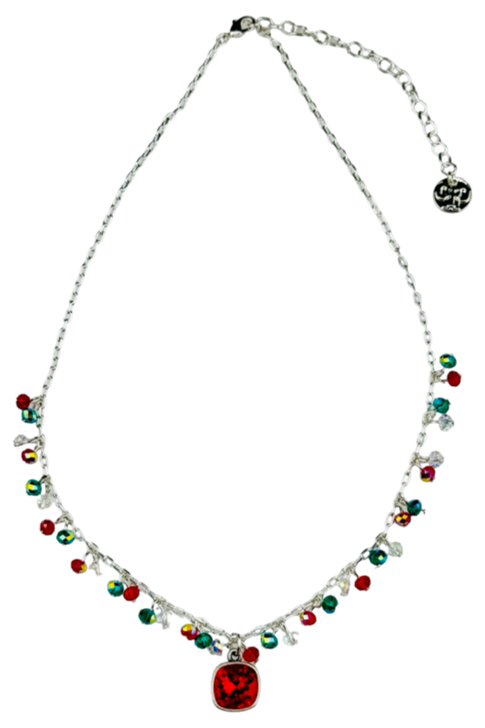 Christmas Beads and Chain Link Pendant Necklace