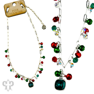 Christmas Bell Chain Link Pendant Necklace