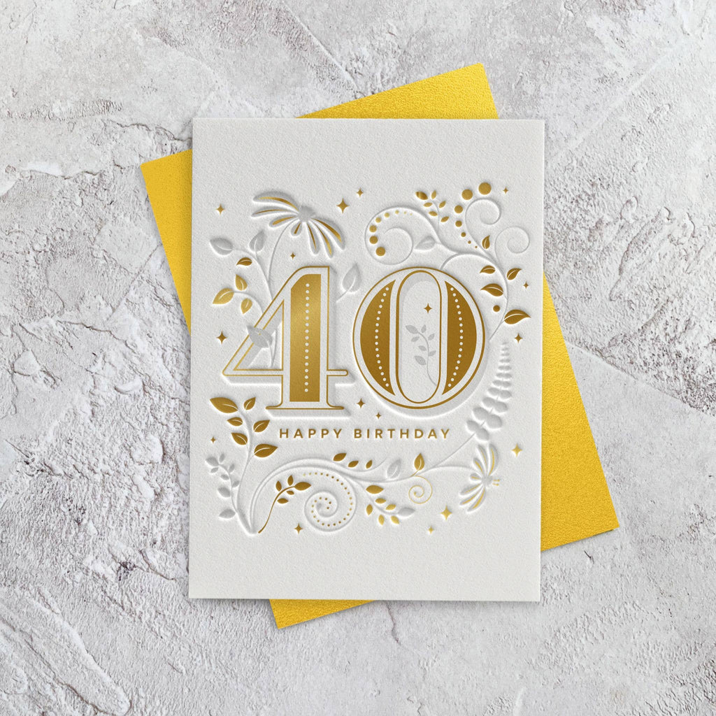 Age 40 Letterpress Style Card