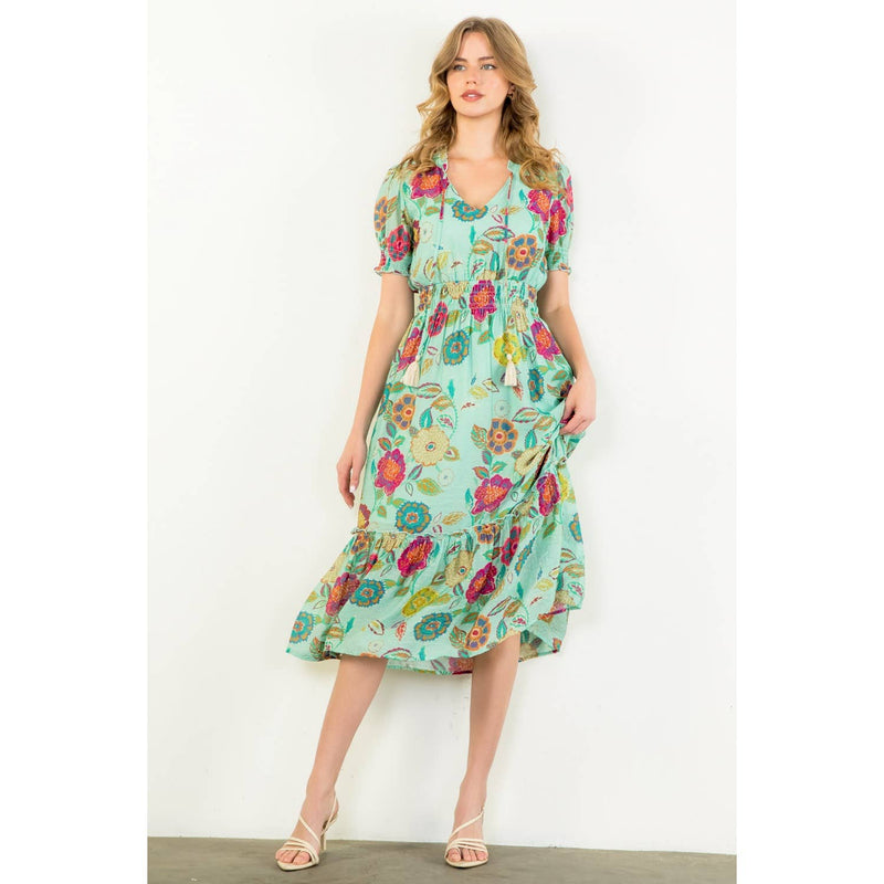 Maurice- Short Sleeve Floral Maxi Dress