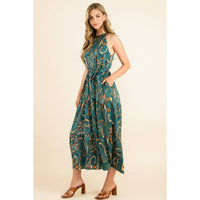 Katie - Halter Abstract Print Maxi Dress