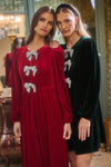 Kristina - Glow Bow Velvet Mini Dress