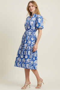 ANDREA- FLORAL PRINT TIERED MIDI DRESS