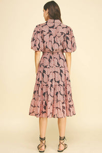NINA - FLORAL BUTTON DOWN TIERED MIDI DRESS