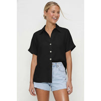 Minimalist Drop Shoulder Button Up Blouse