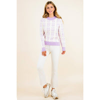 Leyla- Long Sleeve Floral Pattern Knit Pullover Sweater