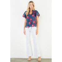 Sarah - Fluttered Floral Tie Front Top