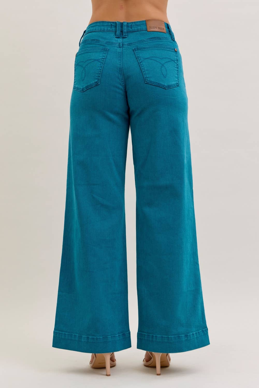 Freya - Teal Mid Rise Utility Wide Jeans