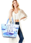 Tote de verano con estampado de ballenas "Let's Run Away To The Sea"