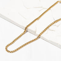 Gilded Gold Necklace-24" Box Chain | Charm Bar Necklace
