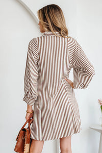 Valerie - Brown Stripe Shirt Dress