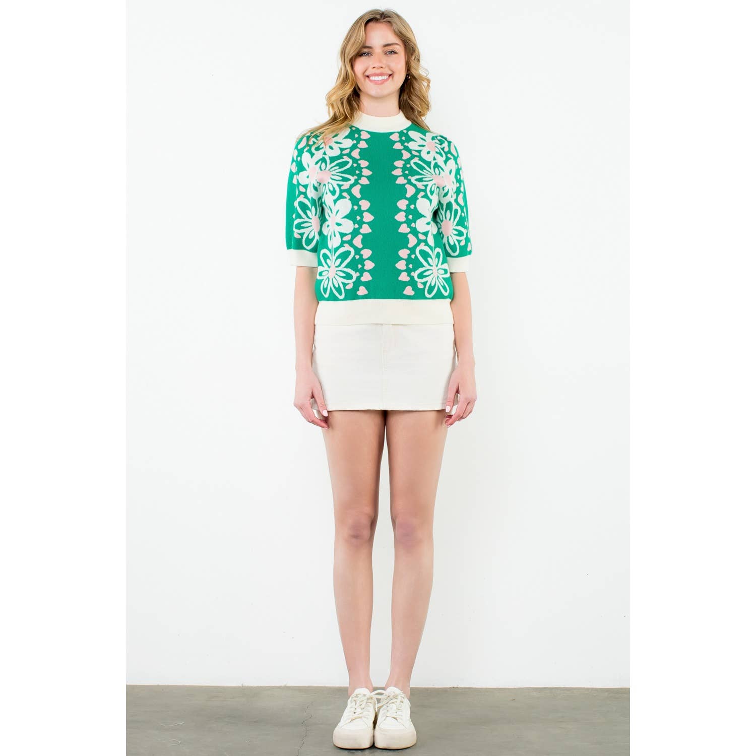 Brynn - Flower Knit Sweater Top