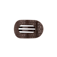 Brown Crocodile | Small | Flat Round Hair Clip