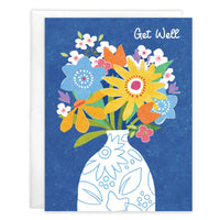 Get Well Greeting Card - Vase on Blue