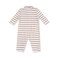 Vintage Stripe - Brown - Polo Romper