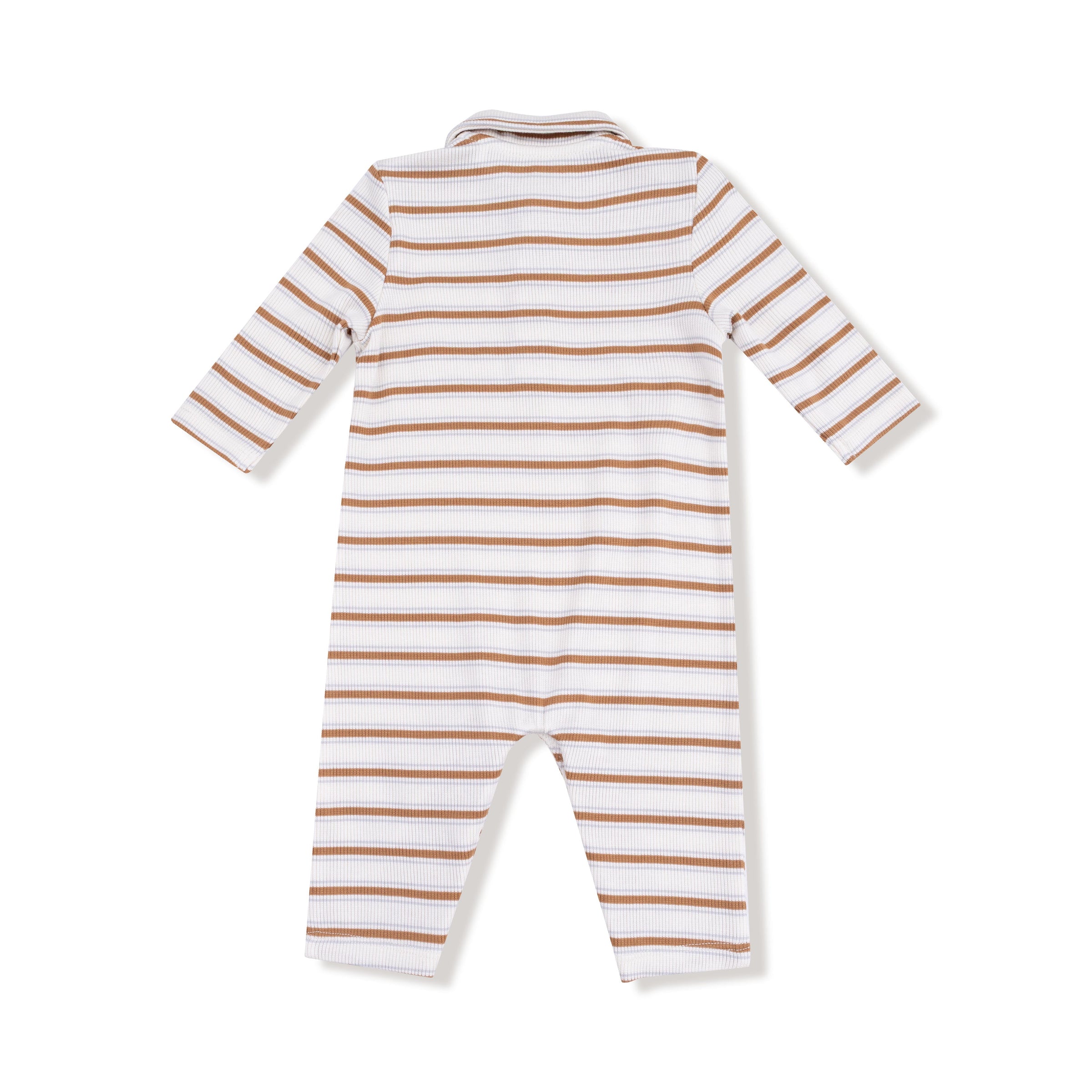 Vintage Stripe - Brown - Polo Romper