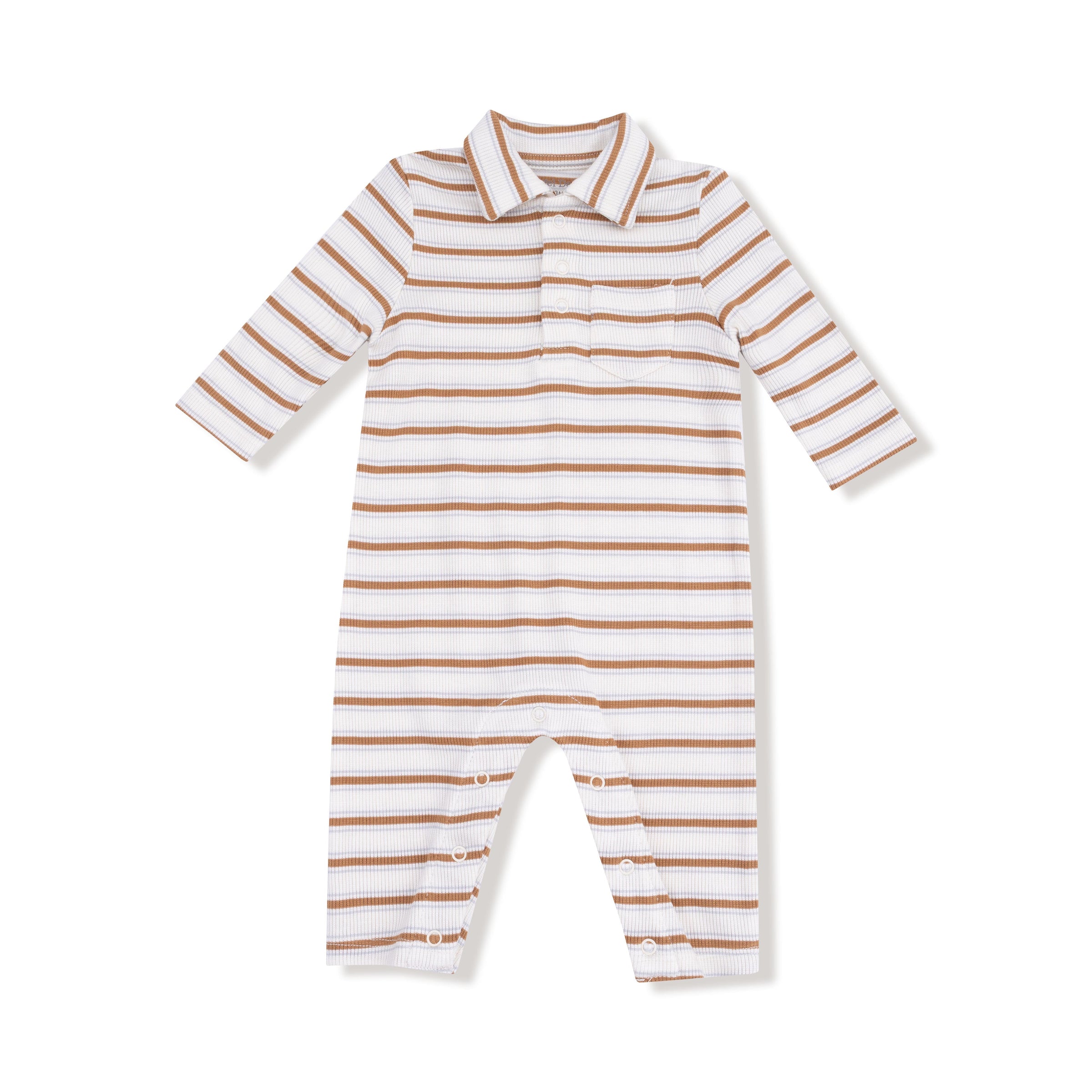 Vintage Stripe - Brown - Polo Romper