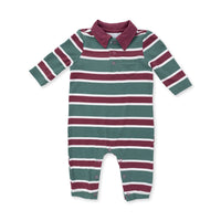 Rugby Stripe Green - Polo Romper