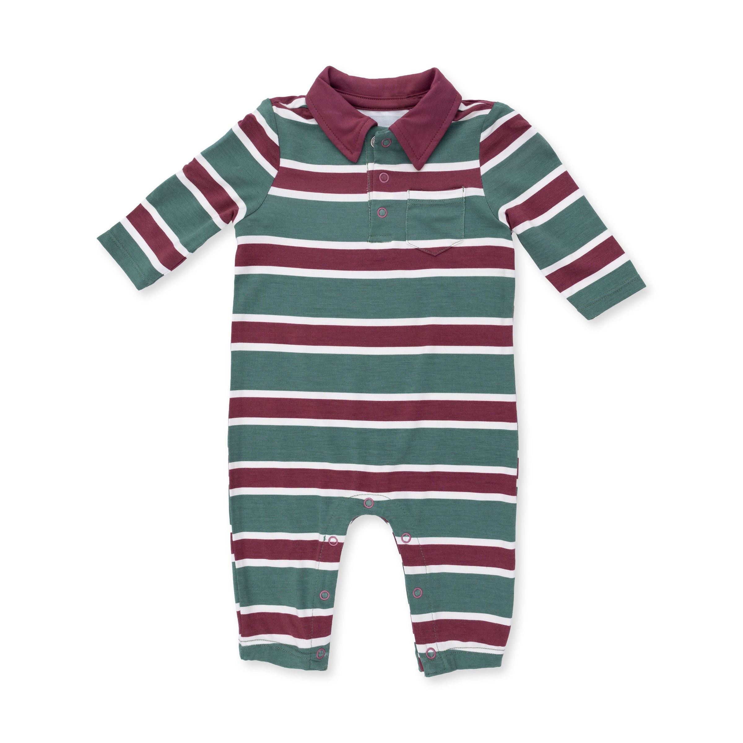 Rugby Stripe Green - Polo Romper