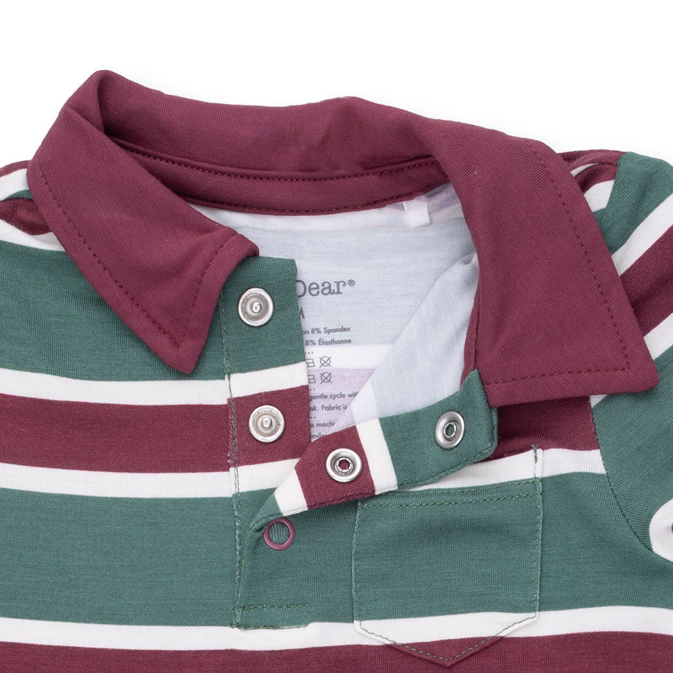 Rugby Stripe Green - Polo Romper