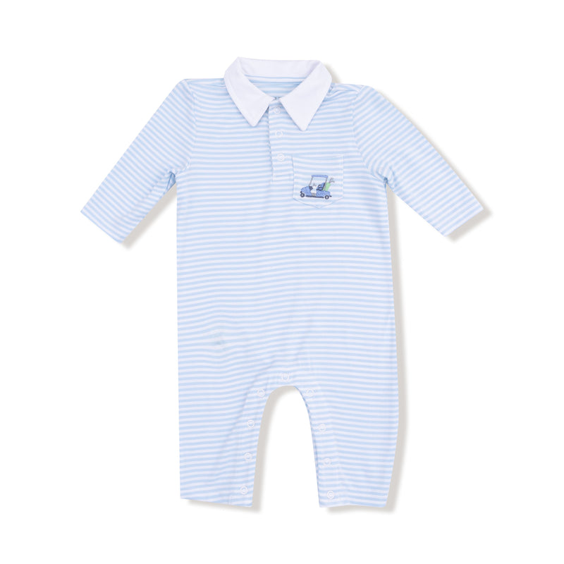 Baby Golf Carts - Blue - Polo Romper