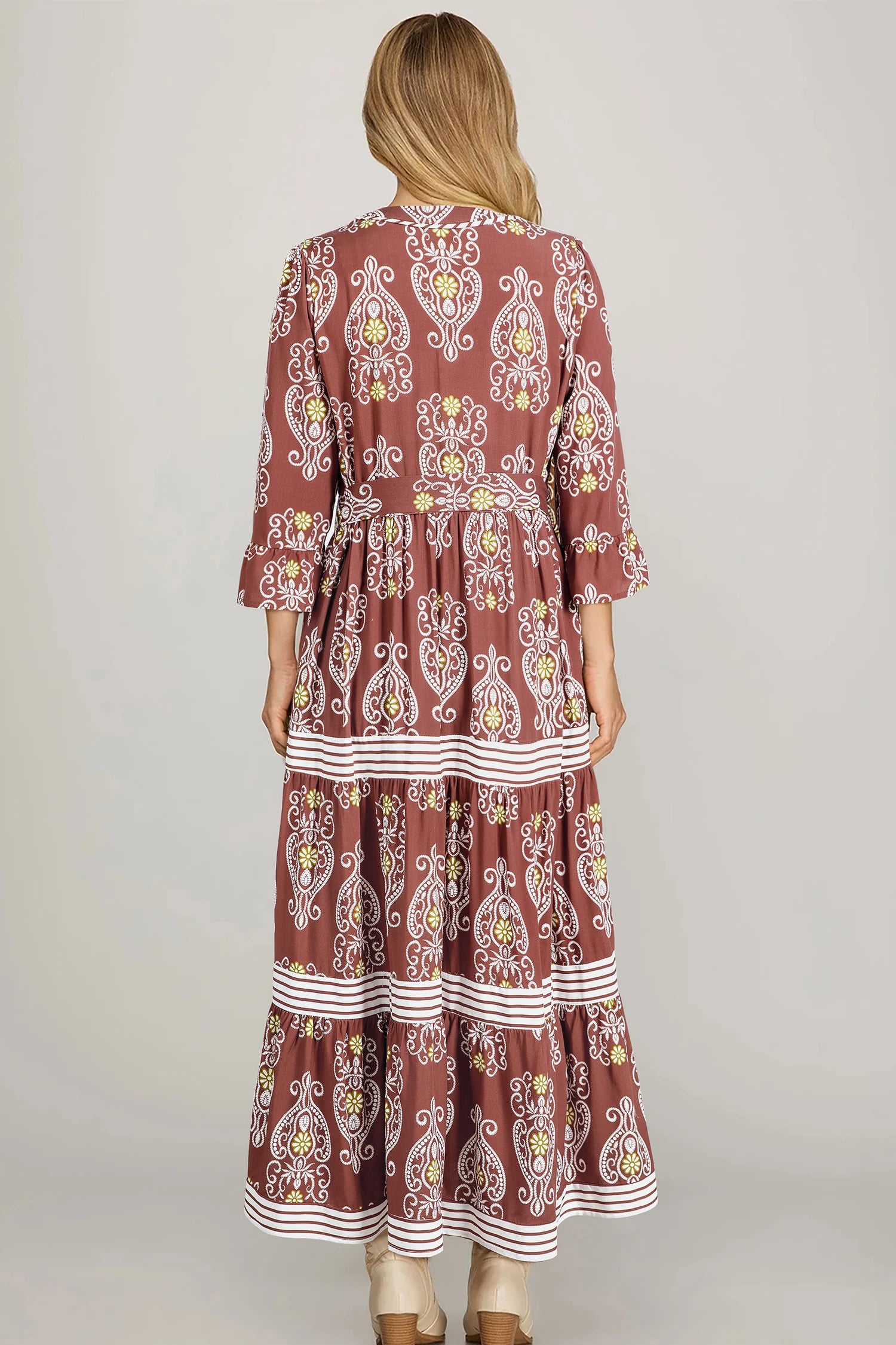 Holly - Brown Floral Tiered Maxi Dress