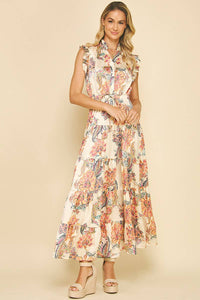 Roxy-Floral Print Tiered Maxi Dress