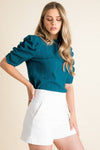 Ruched Sleeve Textured Top