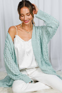 Frances-Patch Pocket Textured Crochet Knitted Cardigan