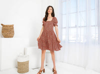 Vanessa-Floral Print Smocked Dress